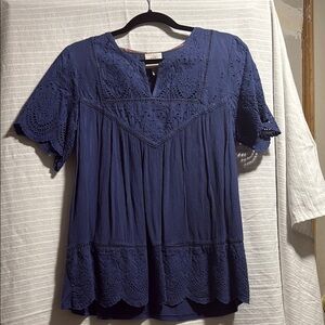 Knox Rose Navy Blue Embroidered Women's Top